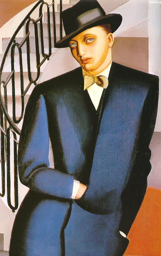The Marquis DAfflitto on a Staircase painting - Tamara de Lempicka The Marquis DAfflitto on a Staircase art painting